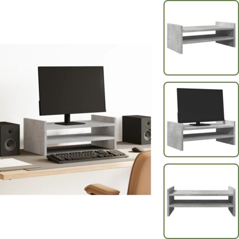 Monitorständer Betongrau 50x27x20 cm Holzwerkstoff - Monitorständer - Monitor Ständer - Monitorerhöhung - Monitor Erhöhung