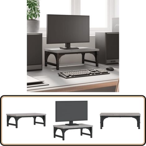 Monitorständer Grau Sonoma 37x23x14 cm Holzwerkstoff - Monitorständer - Laptopständer - Schreibtisch Organizer - Ergonomie - Holzwerkstoff