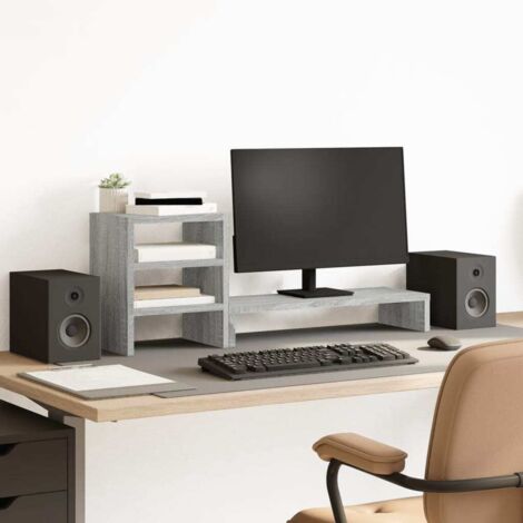 Monitorständer mit Schreibtisch-Organizer Grau Sonoma vidaXL