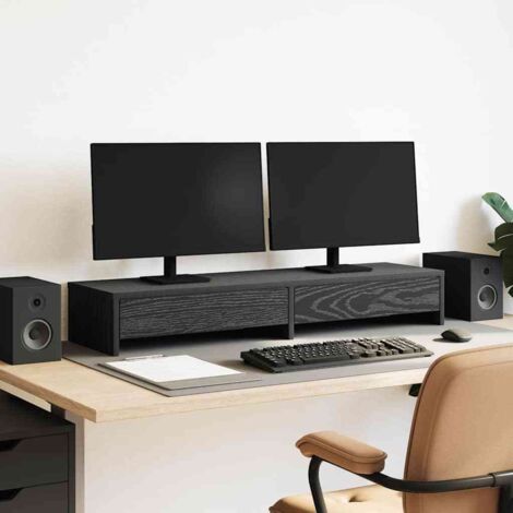 Monitorständer mit Schubladen Schwarz Eichen-Optik 100x27x15 cm vidaXL