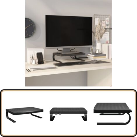Monitorständer Schwarz 37x28x11,5 cm - Monitorständer - Schreibtisch Organizer - PC Zubehör - Ergonomie - Bildschirmhalterung