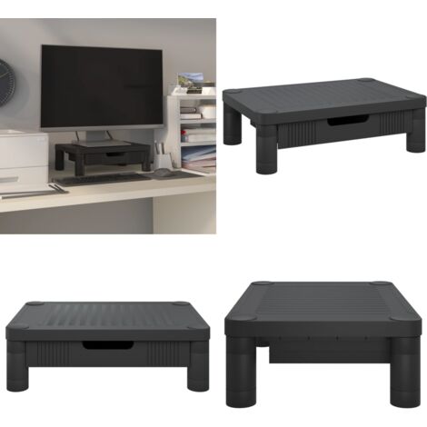 Monitorständer Schwarz 43x30,5x13 cm - Monitorständer - Schreibtisch Organizer - PC Zubehör - Ergonomie - Bildschirmhalterung - Home & Living