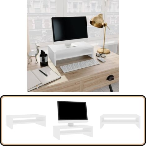 Monitorständer Weiß 42x24x13 cm Holzwerkstoff - Monitorständer - TV-Stand - Schreibtischhalterung - Holzwerkstoff Möbel - Weißer Monitorstandfuß