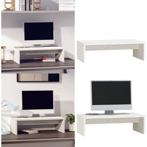 Monitorständer Weiß 50x27x15 cm Massivholz Kiefer - Monitorständer - Holztischhalter - Schreibtischeaufsatz - Monitoraufsteller - Ergonomischer Arbeitsplatz - Home & Living