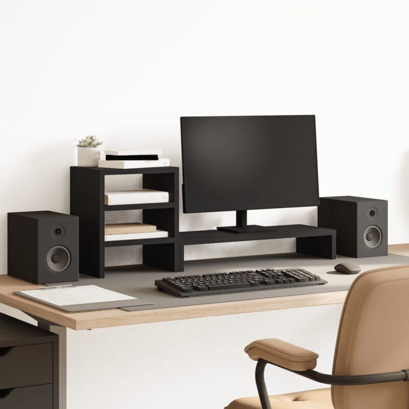 Vidaxl - Monitorständer Mit Schreibtisch-organizer Schwarz Holzwerkstoff