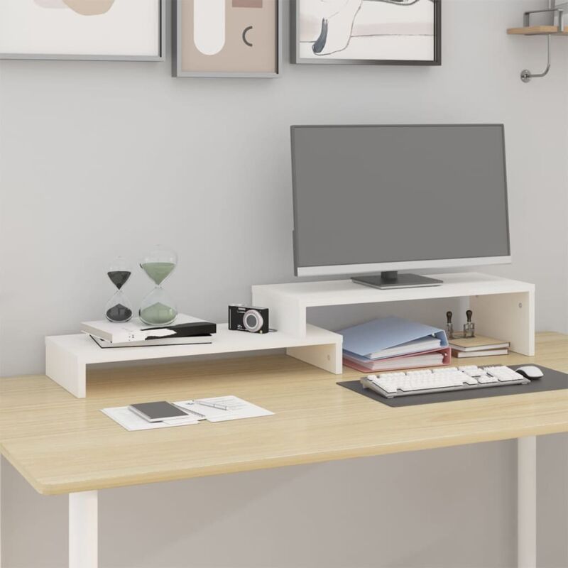 Vidaxl - Monitorständer Weiß (52-101)x22x14 cm Massivholz Kiefer