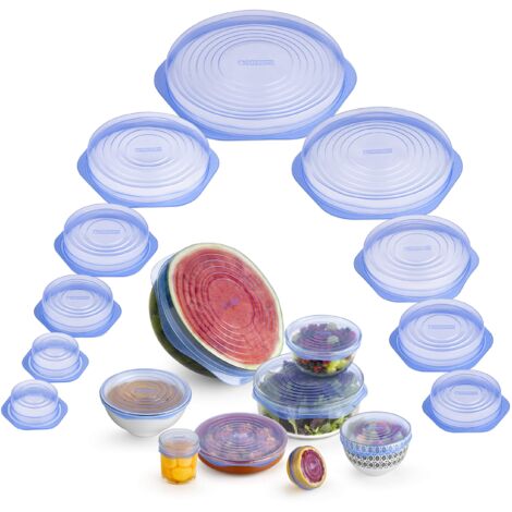 Monix -10 coperchi in silicone riutilizzabili per alimenti, flessibili, durevoli e adattabili a varie forme