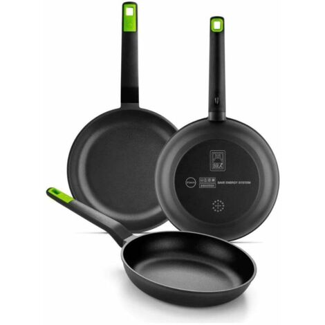 Monix-Bra BRA A841201 Set de 3 poêles aluminium noir vert