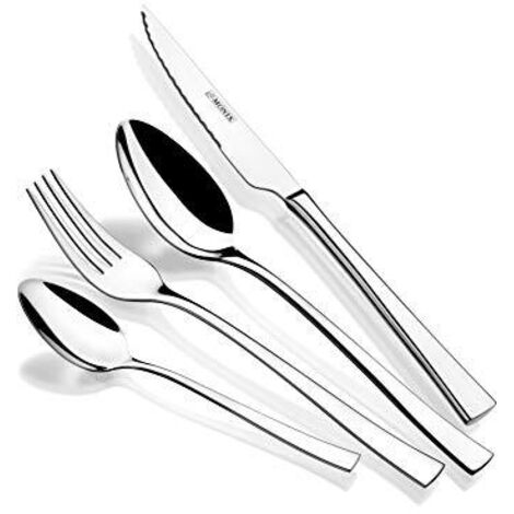 MONIX Módena  Set di posate da 24 pezzi con coltello da bistecca, in acciaio inox 18/10, design contemporaneo, finitura lucida, spessore 2.5 mm (6 persone)
