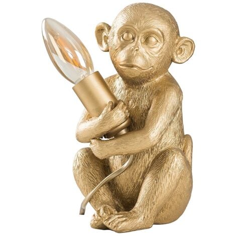 Monkey Animal Quirky Modern Metallic Gold Painted Table Lamp