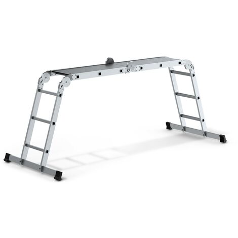 Monmobilierdesign – Échelle modulable en aluminium 4x3 – 4 positions – Charge max 150 kg – Pieds antidérapants – Dimensions dépliée L. 0,82 x l. 0,08 x H. 3,45 m