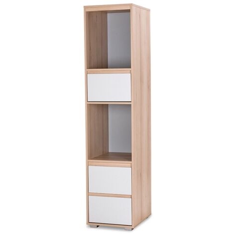 Monmobilierdesign – Meuble colonne DALIA 2 niches de rangement et 3 tiroirs – Dimensions L 48 x P 52 x H 183 cm – Aggloméré avec peinture à l'eau – Style urbain