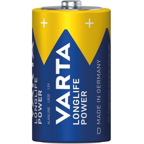 VARTA Mono Batterie (D/AM1), 1,5V, LR20, Alkali-Mangan, 16500mAh, Ø34x61,5mm, LONGLIFE POWER, VE = 1 Stück