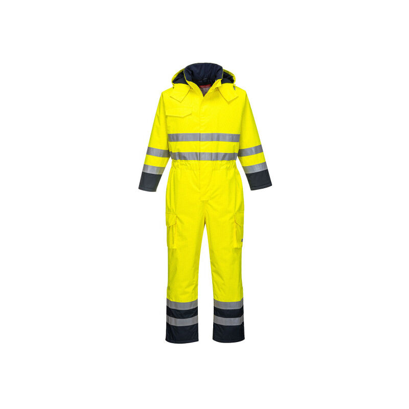 Mono de alta visibilidad ignífugo y antiestático Bizflame Rain Portwest S775 xxxl Amarillo/Marino