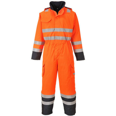Mono de alta visibilidad ignífugo y antiestático Bizflame Rain S775 XXXL Naranja flúor / Azul marino