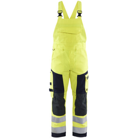 Mono de trabajo con tirantes multinormes 2608 - Amarillo fluorescente/Azul marino 40L