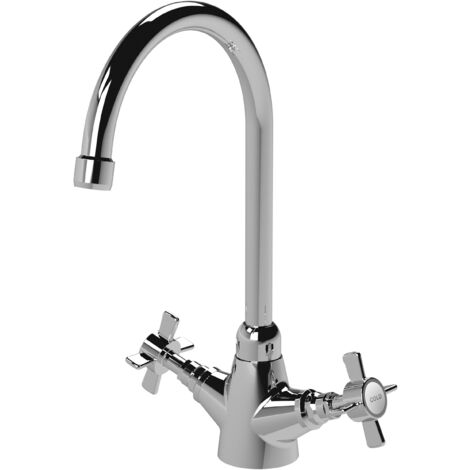 Mono Two Crosshead Handle Sink Mixer Tap - Chrome