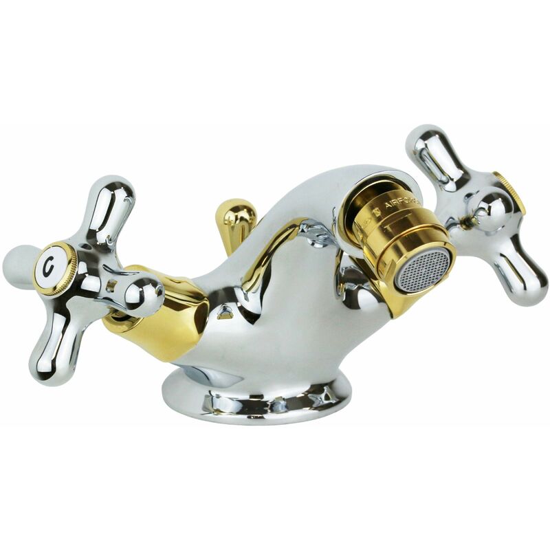 Paffoni - Robinet de bidet en modèle élégant de couleur chrome doré Iris IRV125CO chromè-or - Iris - Vidage automatique 1'1/4