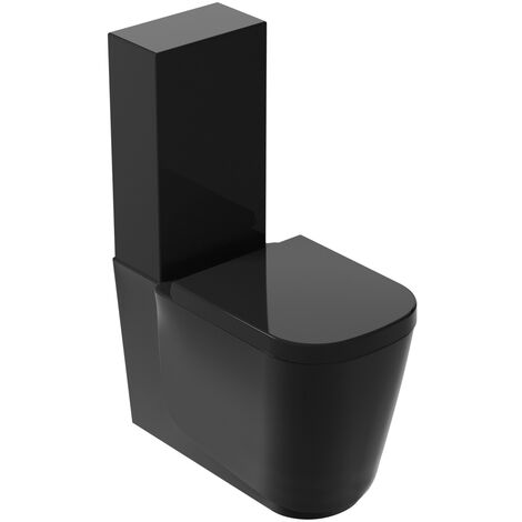 Monobloc-WC 65x35 cm Serie MEG11 von Ceramica Galassia mit umlaufendem Soft-Close-Sitz - Glossy Black