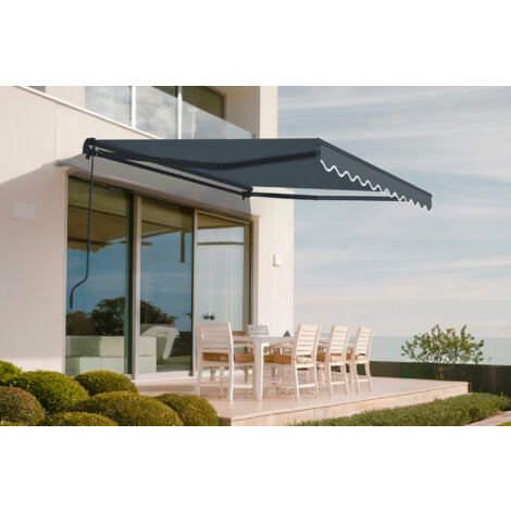 Monoblock-Markise VECCHIO 3m x 2,5m - Premium-Leinwand 320g/m² Grau