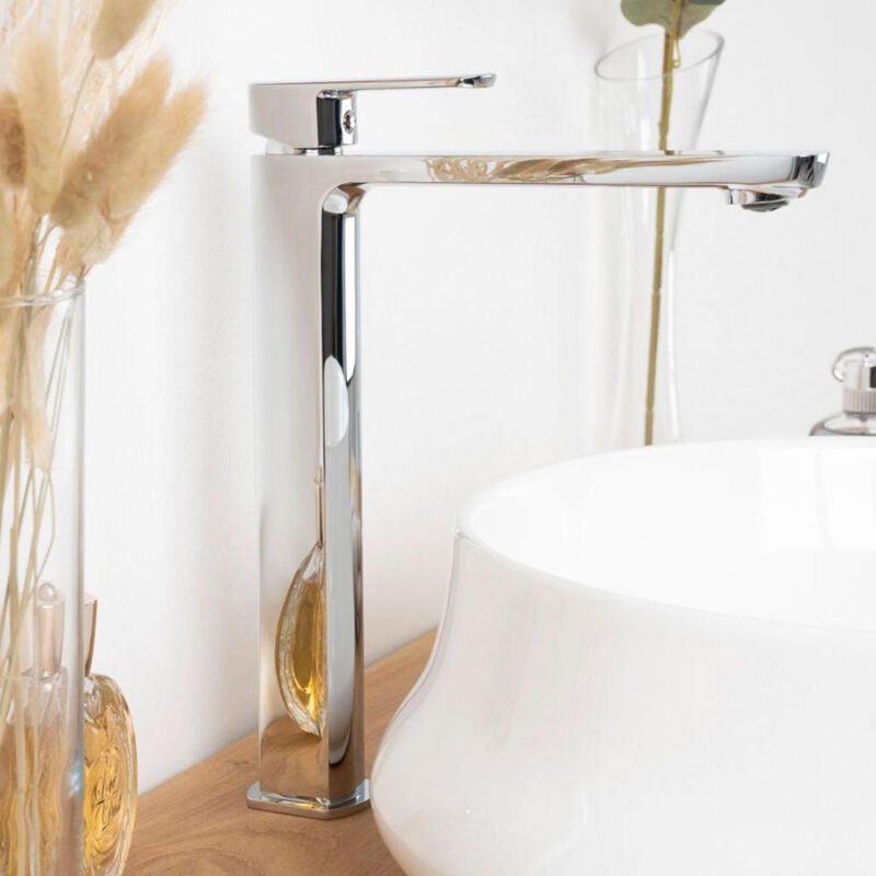 

Monomando alto para lavabo sobre encimera Louga cromado