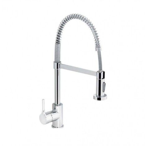 Monomando de lavabo con caño alto de muelle, equipado con teleducha de 2 chorros con conexión magnética, serie Denver.