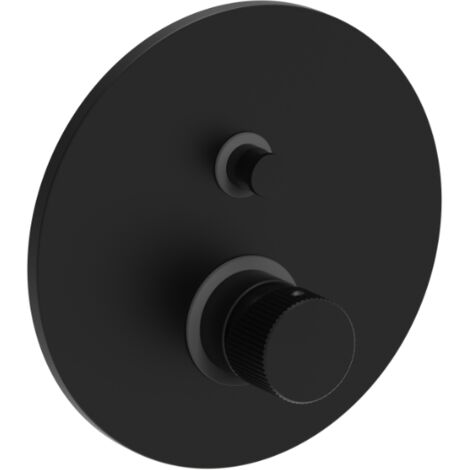 Monomando ducha empotrado 2 vías negro mate con placa redonda Ø200 mm Paffoni Jo JO015NO  Negro mate - 2 salidas