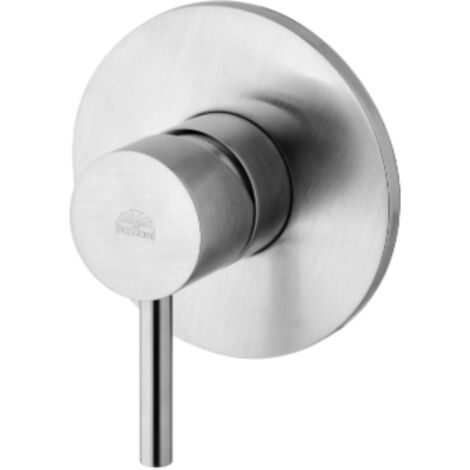 Monomando ducha empotrado color acero cepillado placa Ø 110 Paffoni Light LIG011ST  Steel Looking - 1 Salida