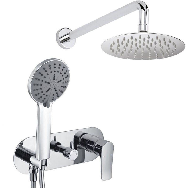 

Grifo monomando de ducha para empotrar SAR. Salida pared. Incluye: rociador extraplano, soporte, flexo, maneral y brazo de ducha. Ducha empotrable