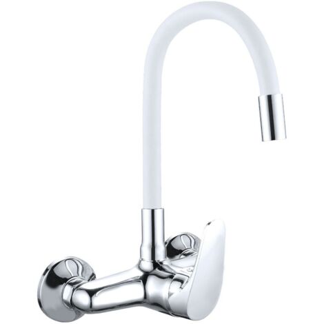 Monomando fregadera JAVA mural goma flexible blanco