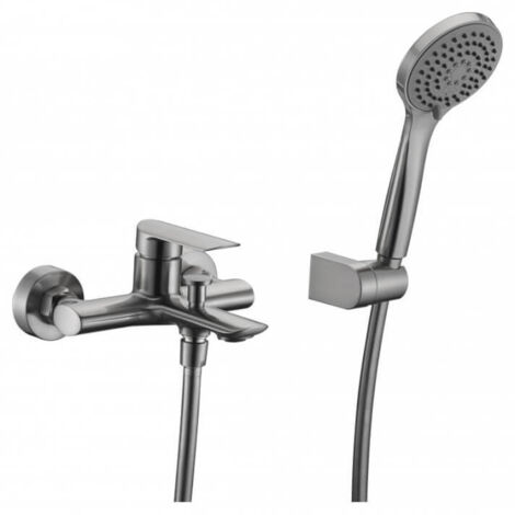 Monomando kit baño/ducha Ural níquel cepillado IMEX BDG040-4NQ