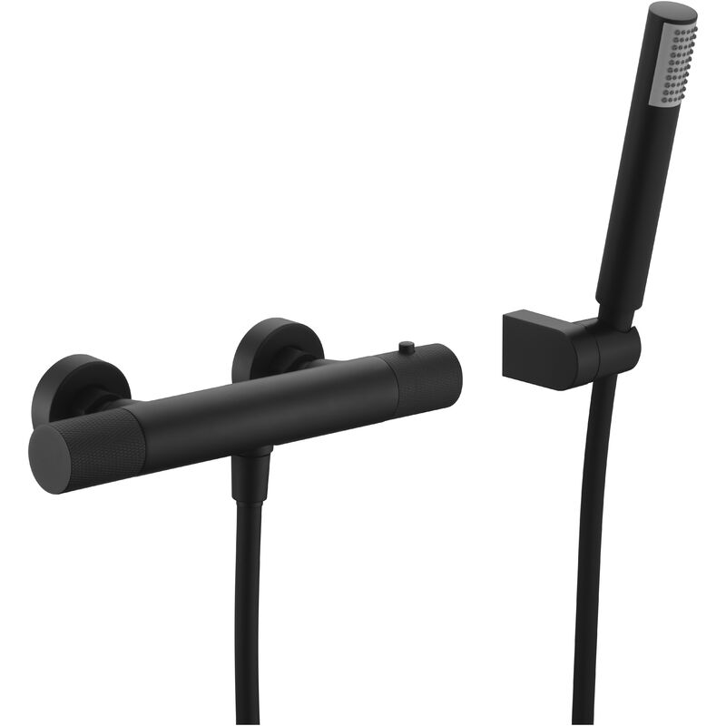 

Monomando kit ducha termostático Line negro mate - IMEX