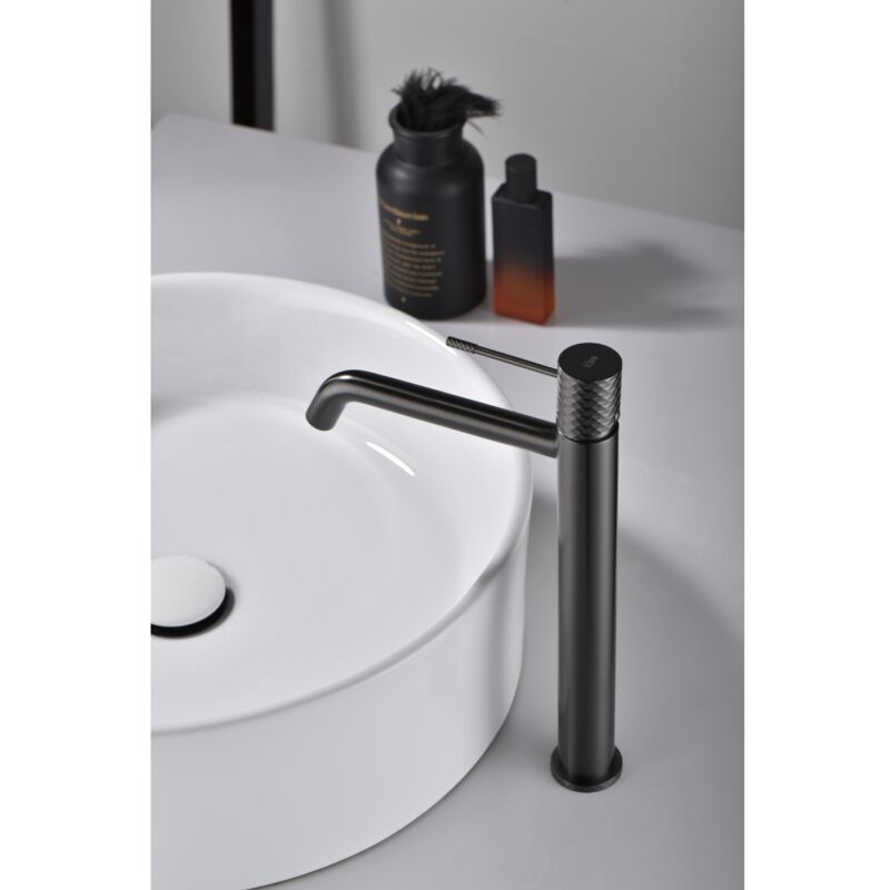 Robinet de lavabo haut avec monocommande Modèle génova Couleur noir fini en métal gun noir [ Imex