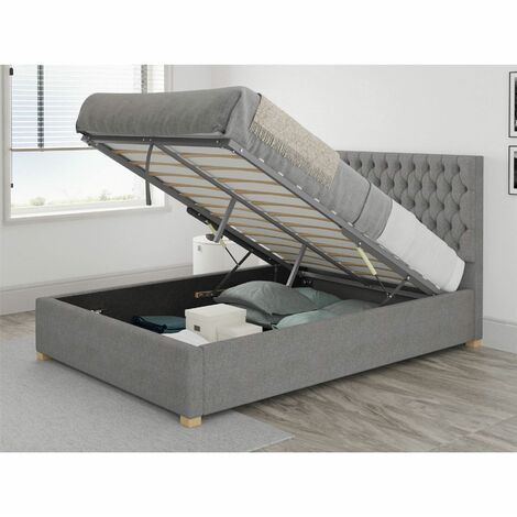 main image of "Monroe Ottoman Upholstered Bed, Eire Linen, Grey"