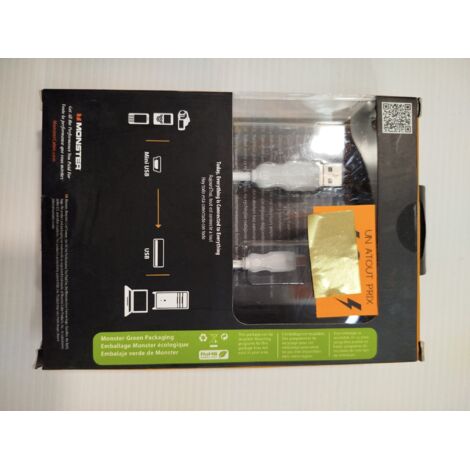 MONSTER - Câble USB vers Mini USB - 0.45M High Speed - Anti-enchevêtrement - Voir photos