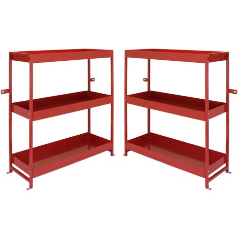 Monster Racking – 2 Rayonnages « Volcano » à Etagères Métalliques pour le Rangement d’Outils dans les Véhicules Utilitaires, 116,5cm x 115cm x 34,8cm - Rouge