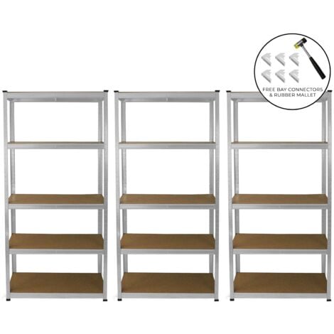 Monster Racking - 3 Scaffali E-Rax in Acciaio Galvanizzato Senza Bulloni per Magazzino e Garage 90cm x 40cm x 180cm