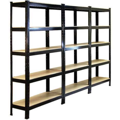 Monster Racking - 3 Scaffali T-Rax in Acciaio Senza Bulloni Neri 75cm x 30cm x 150cm
