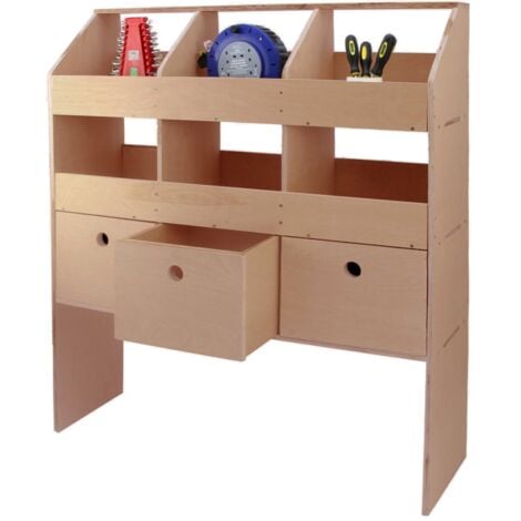 Monster Racking - Estantería Universal para Furgoneta con 6 Compartimentos + 3 Cajones Extraíbles Sistema de Almacenamiento Almacenaje de Herramientas para Camioneta Van Encaja con Cualquier Modelo