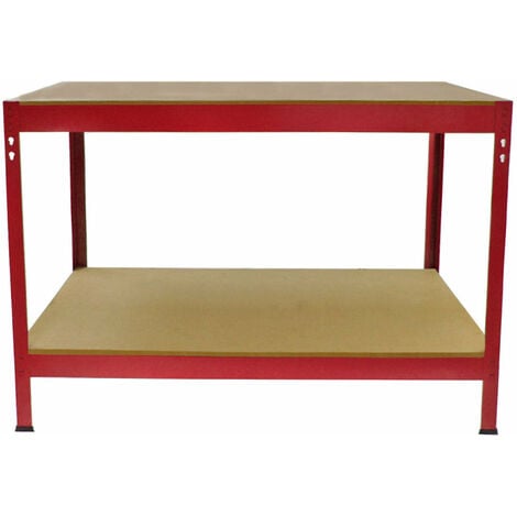 Monster Racking - Etabli d’Atelier / Table de Travail Rouge en Acier à Montage Sans Boulons pour Atelier, Garage, Hangar. 90cm x 120cm x 60cm