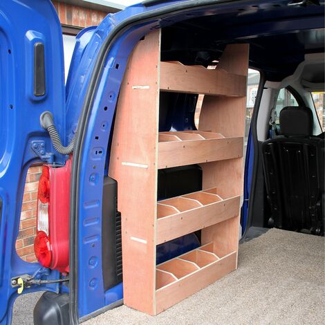 Monster Racking – Étagère de rangement en contreplaqué pour Peugeot Partner II SWB – 4 tablettes avec compartiments – Dimensions 67,5 cm x 116 cm x 28,5 cm
