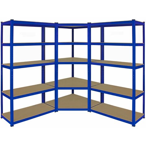 Monster Racking – Rayonnage d'angle T-Rax 90cm – 2 rayonnages T-Rax 90cm – Acier sans boulons – Charge maximale 280kg par tablette – Panneaux MDF solides - 45cmx