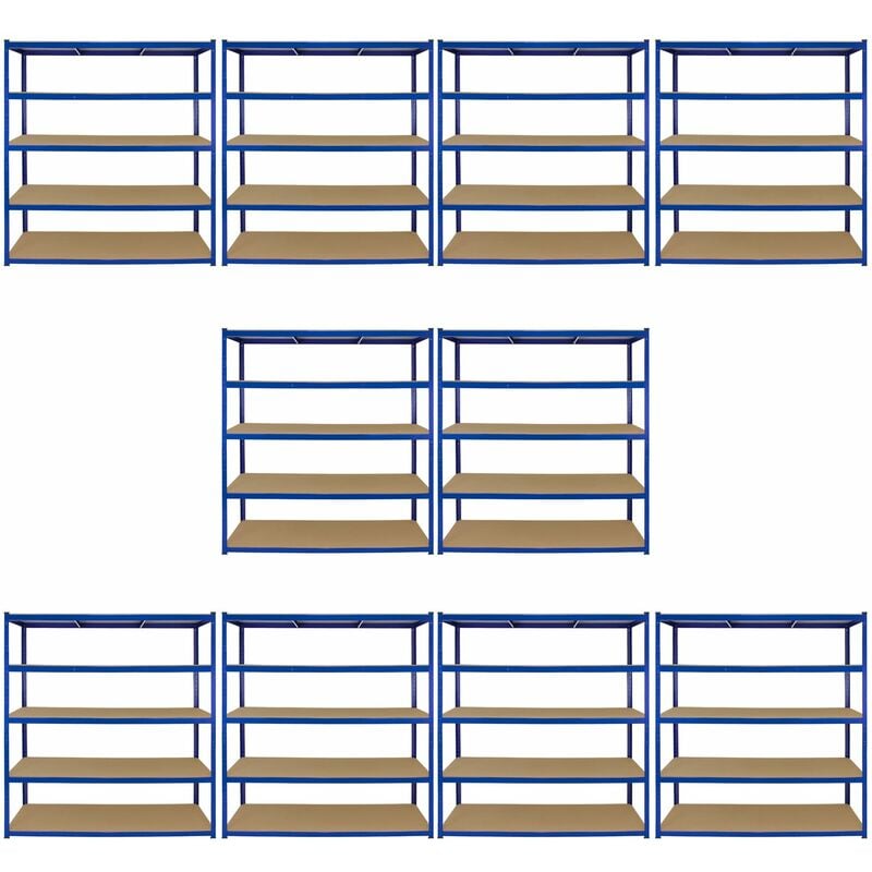 Monster Racking - Lot de 5 Rayonnages en Acier Bleu T-Rax 160 x 60 cm - Entrepôt, Garage, Atelier, Rangement - 1325 kg de Capacité
