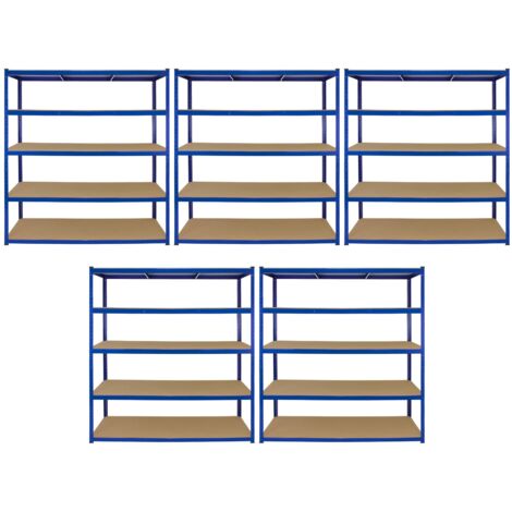 Monster Racking T-Rax 5 x Extra Wide Storage Shelves, Blue, 160cm