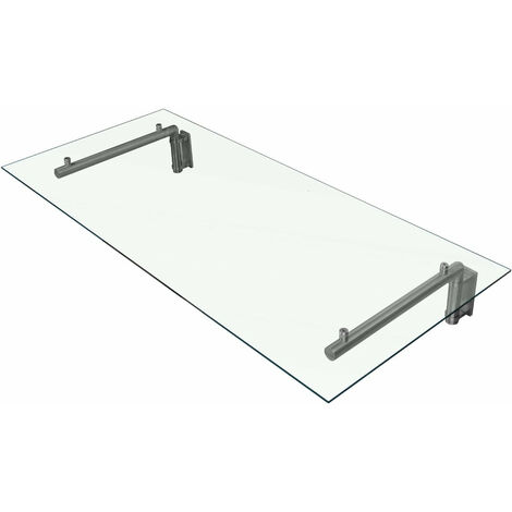 Monster-Shop – Auvent en verre autonettoyant 8mm 144x80 cm – Dessus de porte moderne – 2 supports en inox – Installation facile et résistante
