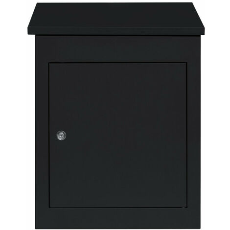 Monster-Shop – Boîte aux lettres murale anti-vol en acier noir – Grande capacité jusqu'à 35 x 19 x 15 cm – Mécanisme de sécurité avec 2 clés – Installation facile