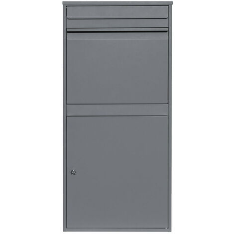 Monster-Shop – Boîte aux lettres sécurisée pour colis XL en acier galvanisé – Mécanisme anti-vol avec 2 clés – Capacité jusqu'à 44 x 33 x 30 cm – Toit incliné
