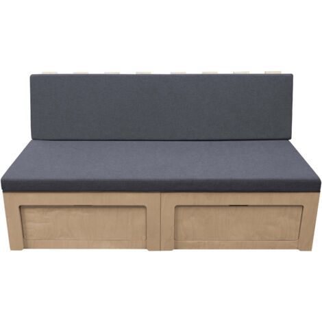 Monster-Shop – Canapé-lit convertible 2 places – Sommier en bois contreplaqué – Dimensions 180 x 65 x 40 cm – Coussins et fixations inclus
