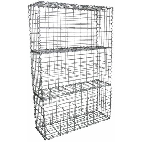Monster-Shop – Lot de 3 paniers de gabions en acier galvanisé 100 x 50 x 30cm – Pour murs de soutènement et clôtures – Remplissage avec pierres ou graviers