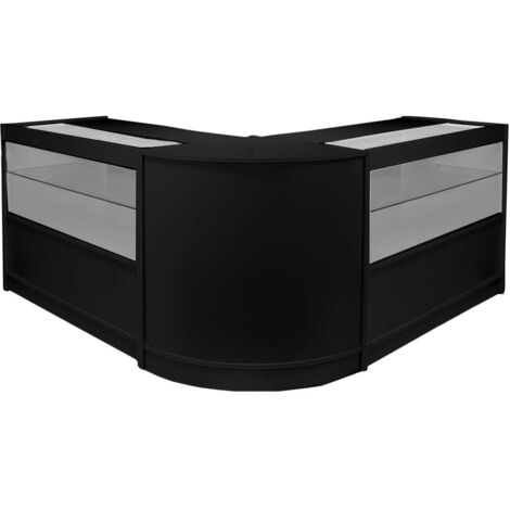 MonsterShop C1200 CM60 Gemini Ladeneinrichtung Rezeption Ladentheke Ladentresen Verkaufstisch Verkaufstheke Kassentisch Empfangstresen Theke Schwarz - Schwarz